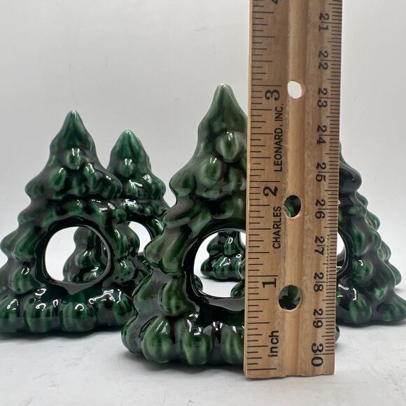 Vintage Ceramic Christmas Tree Napkin Rings Napkin Holders Set Of 6 - Picture 2 of 4